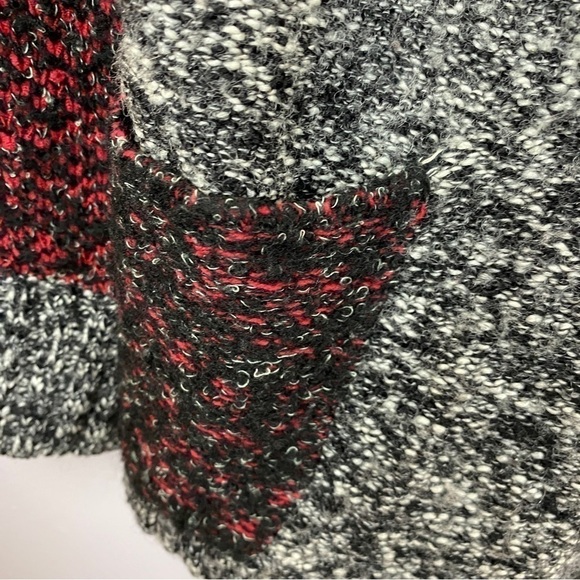 SPANNER Gray Red Wool Blend Button Wrap Knit Sweater XXL - Picture 8 of 11